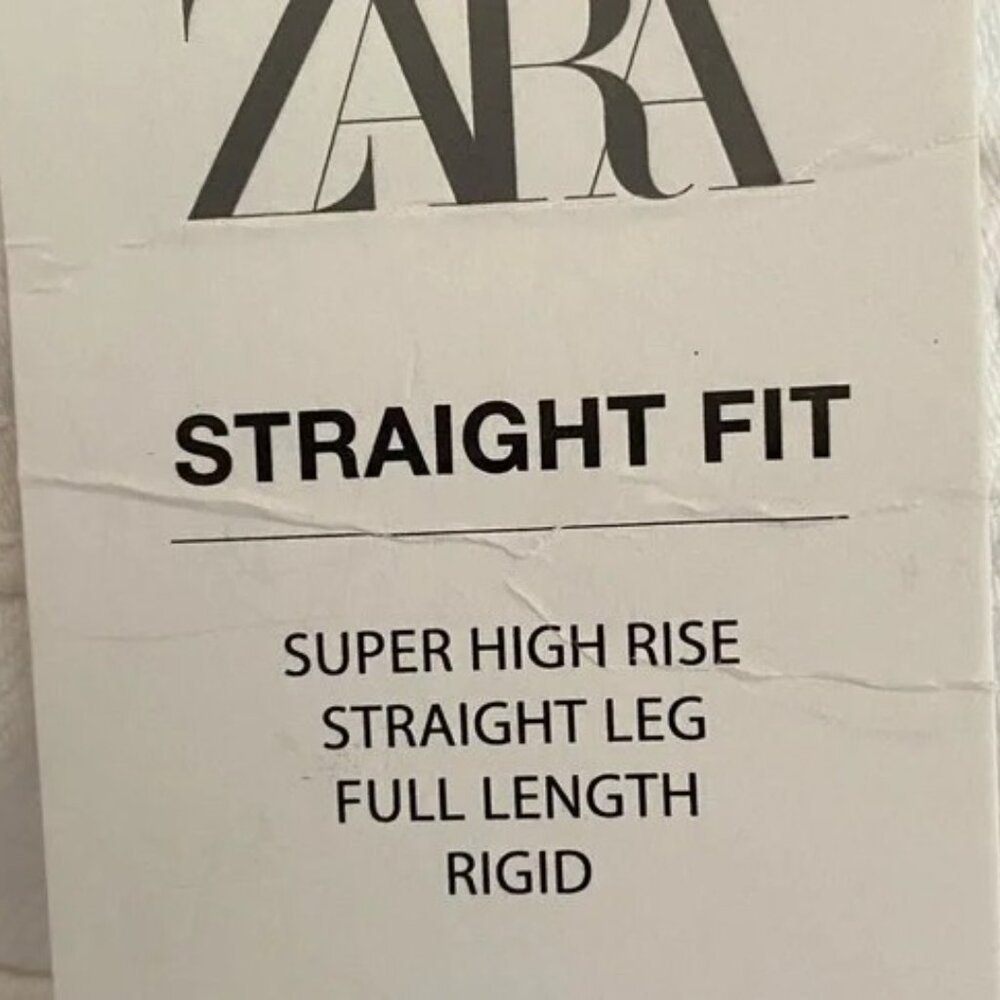 NWT Zara White Wide Leg Full Length Ripped Jeans SZ 8 Super High Rise Distressed - Picture 10 of 12